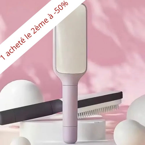 Brosse à cheveux rotative autonettoyante